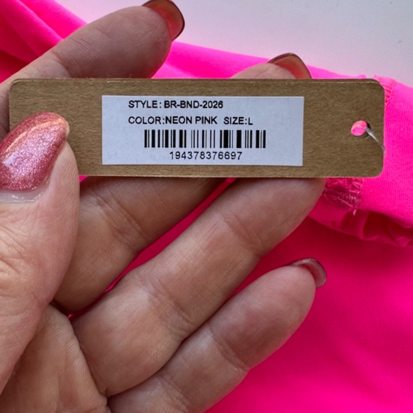 Hot Neon Pink SKIMS Set Bandeau Bra & BoyShort Large - Picture 6 of 7